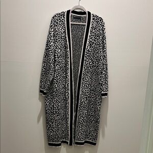 New York & Company Black and White Leopard Print Coat
